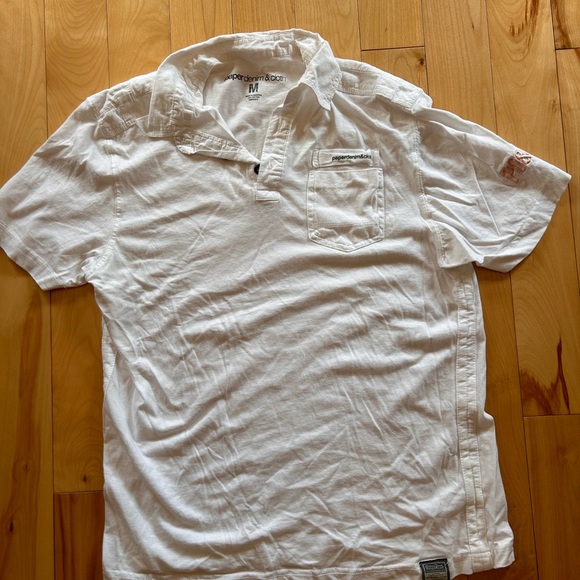 Paper Denim Polo White Sz Medium - Picture 2 of 3